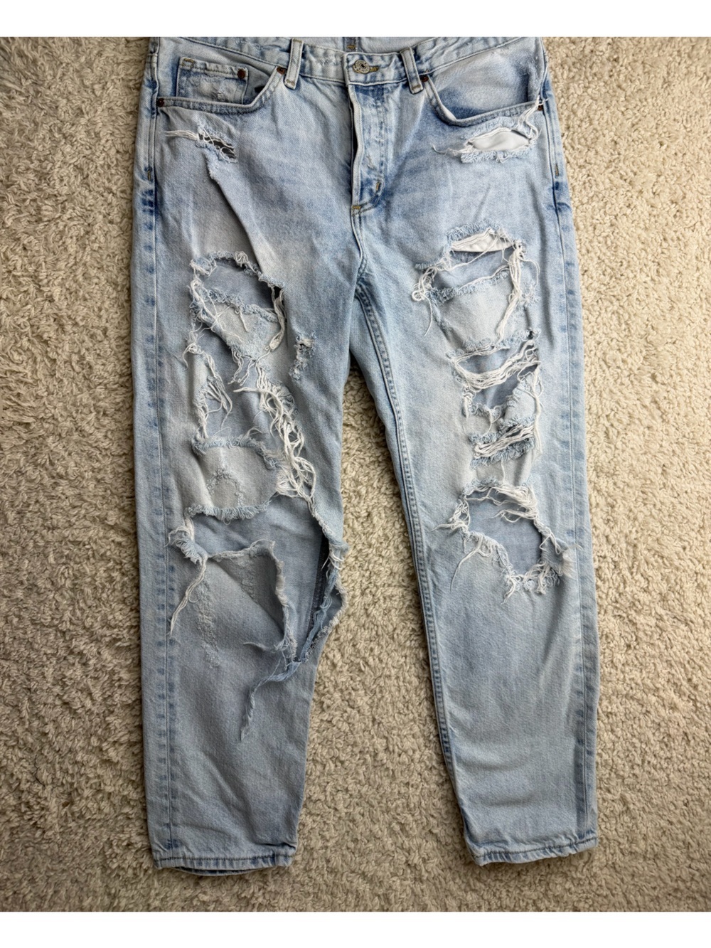 Sz 27 Boyfriend Low Waist & Denim Distressed Jeans